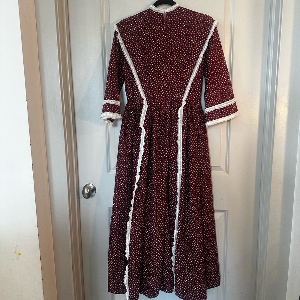Vintage Homemade Gunne Sax Inspired Cottage Core Prairie Micro Floral Maxi Dress - Picture 2 of 9